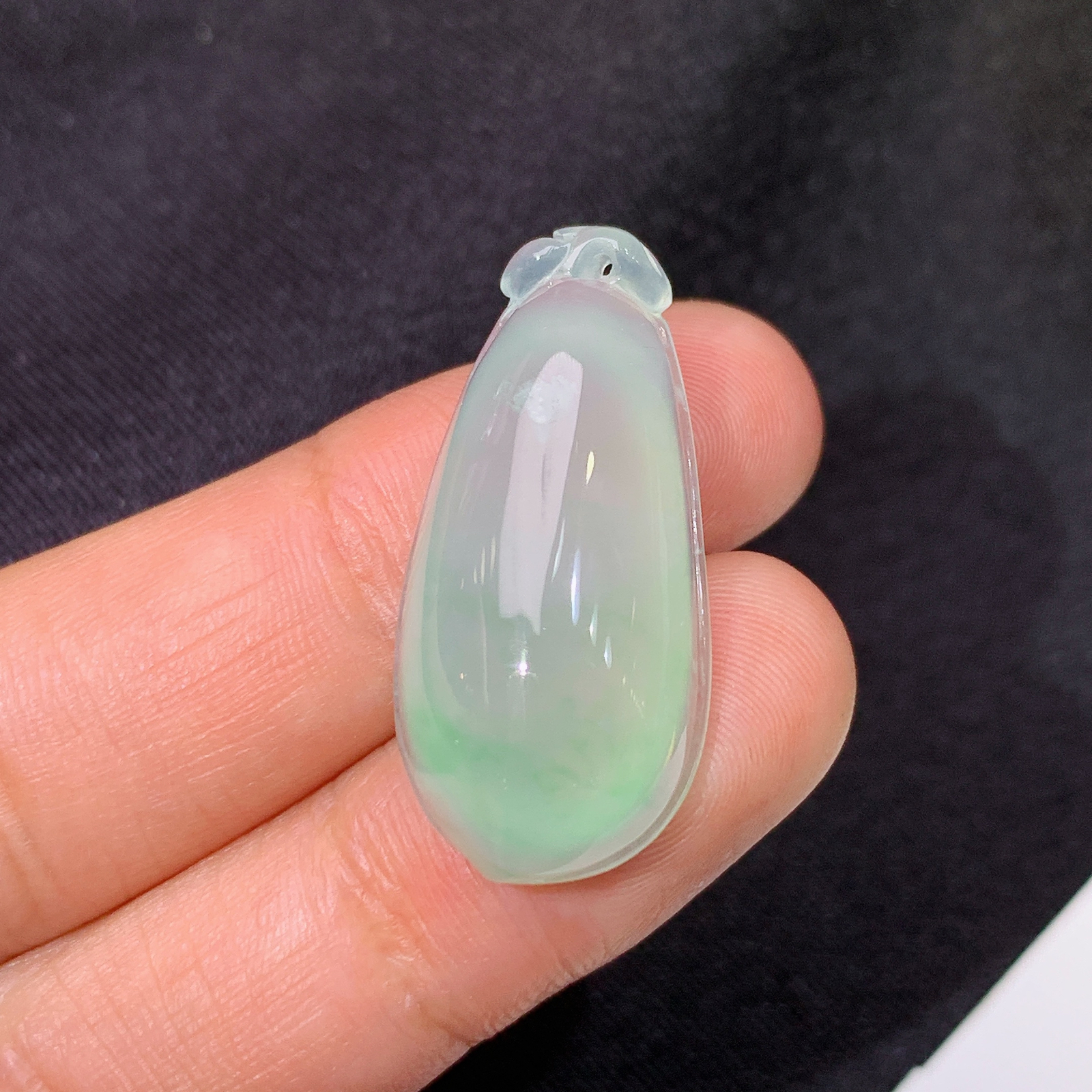 冰飘绿福瓜，镶嵌佳品，冰润细腻，种水足，Quq 尺寸28.6*13.5*8