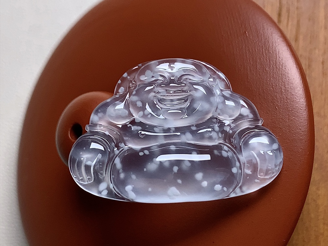 玻璃种木那佛公 白皙透亮，品质，行家货无裂尺寸28.4*19.6*4