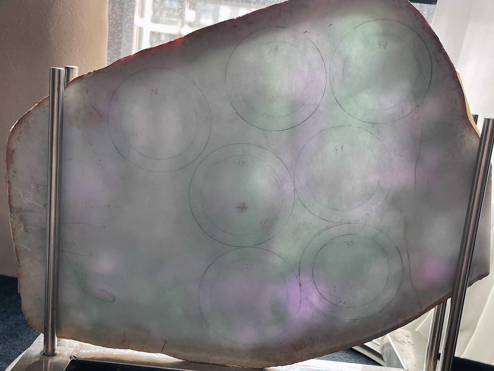 翡翠板料，⭕️正圈最大做58，圆条最大做54