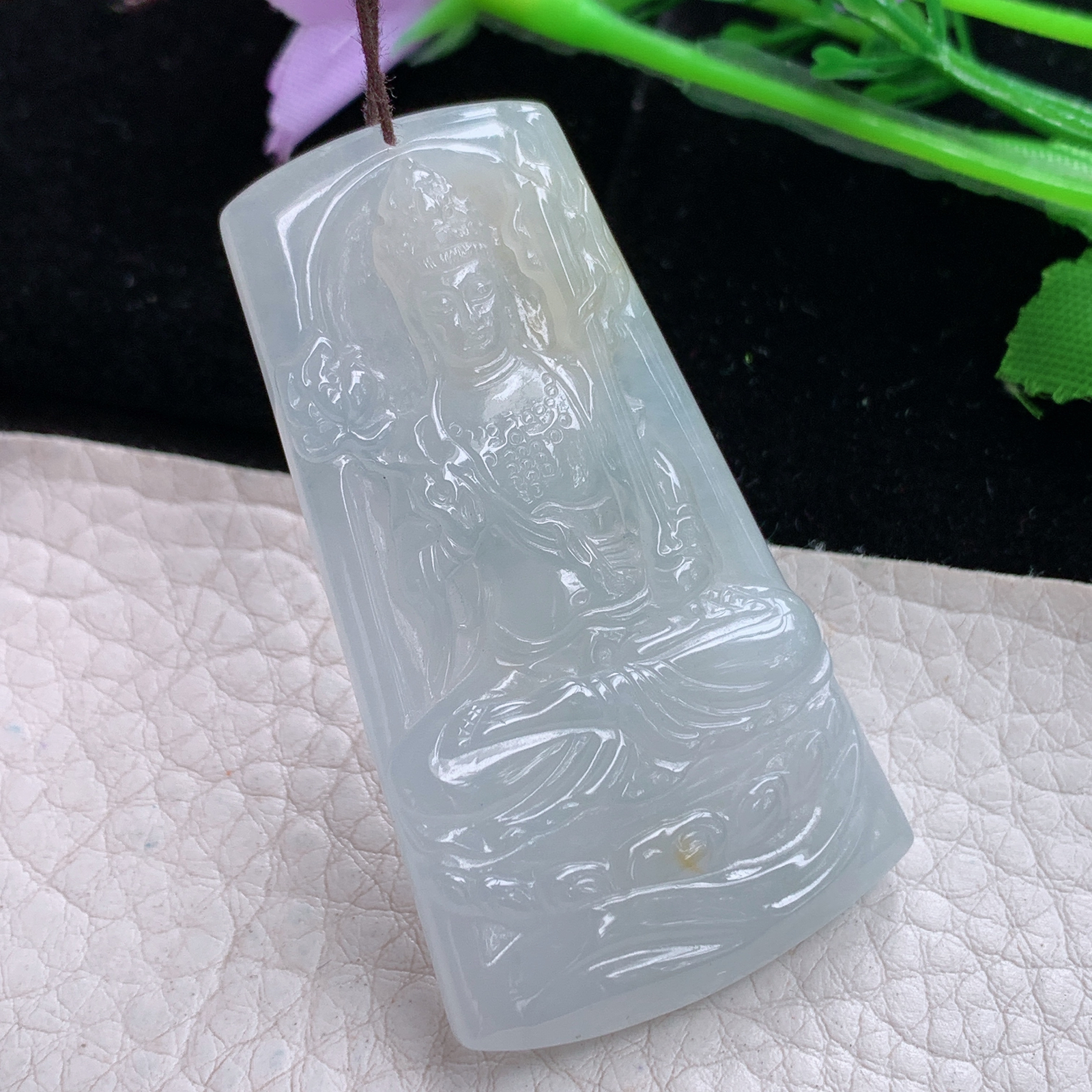 lz实拍53.8*30*5.2天然缅甸翡翠立体生肖守护神 虚空藏玉吊坠 玉挂件