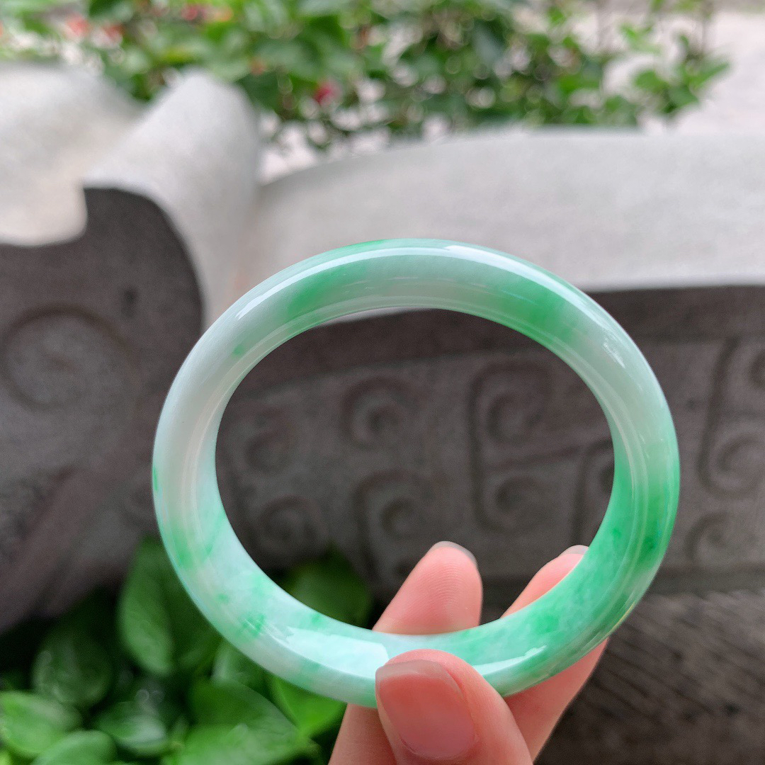 小圈口53.6-12.3-7.1 【飘辣绿正圈手镯】正圈53 54可戴