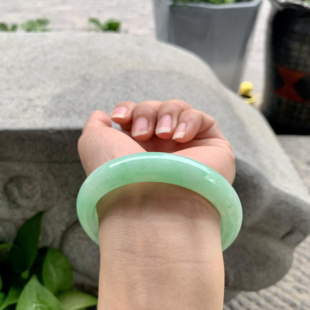 大圈口58.2-12.7-8.7 【满甜绿正圈手镯】正圈58 59可戴
