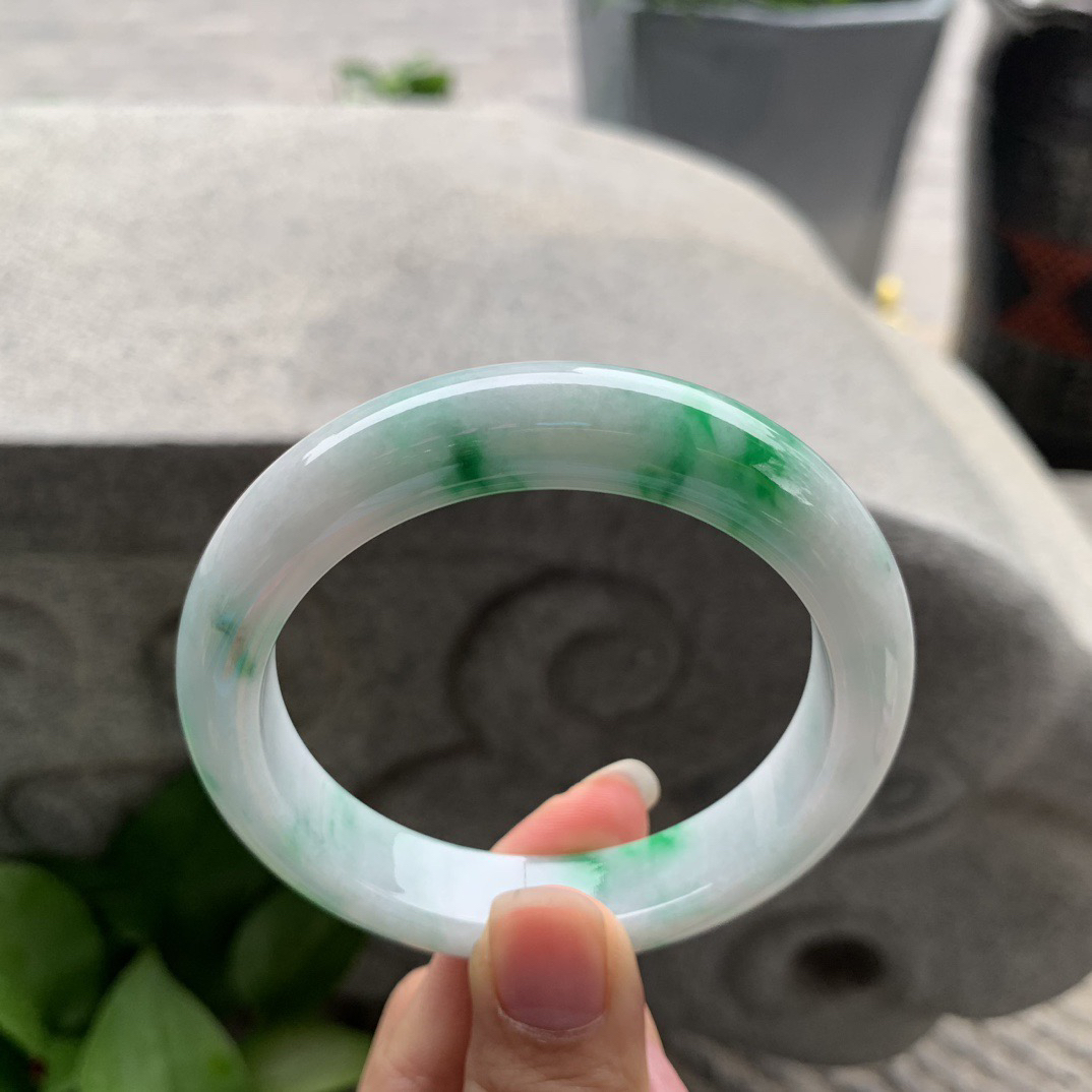 圈口56.6-12.5-9 【飘绿正圈手镯】正圈56 57可戴