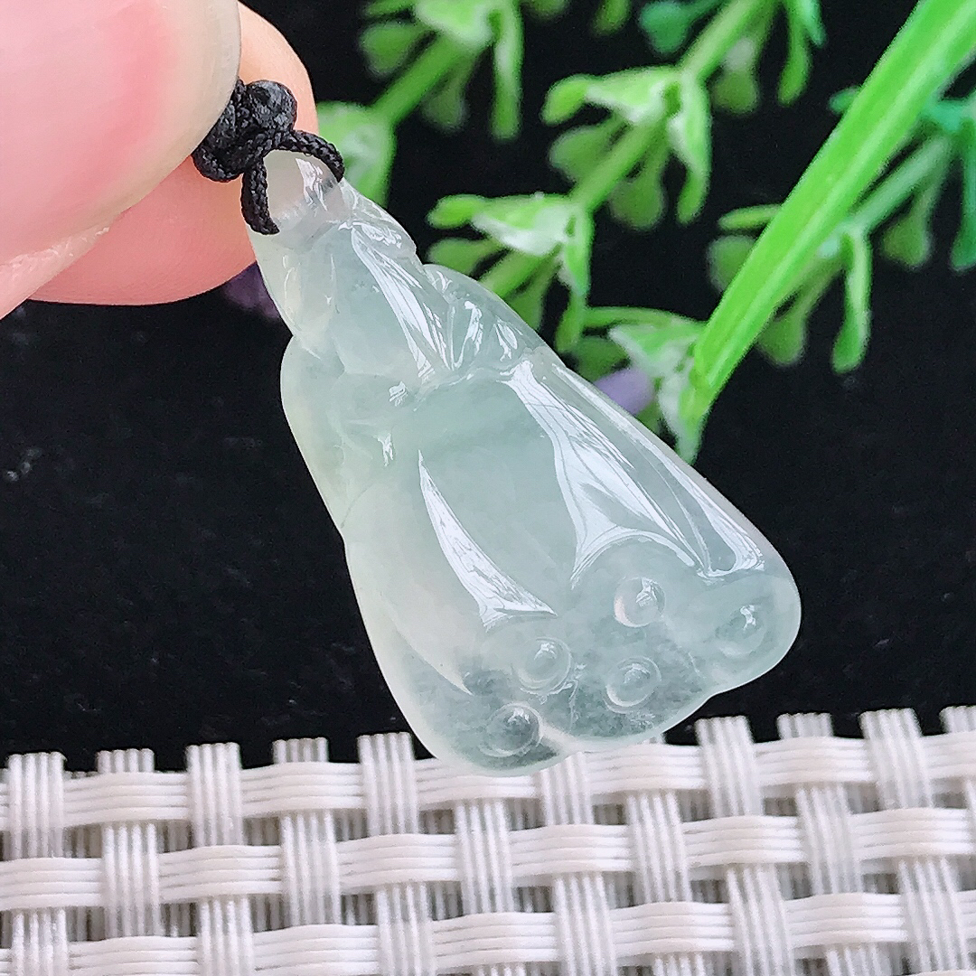 实拍A货翡翠30/17.2/7.3老坑冰胶果冻冰晴莲蓬吊坠翡翠玉坠