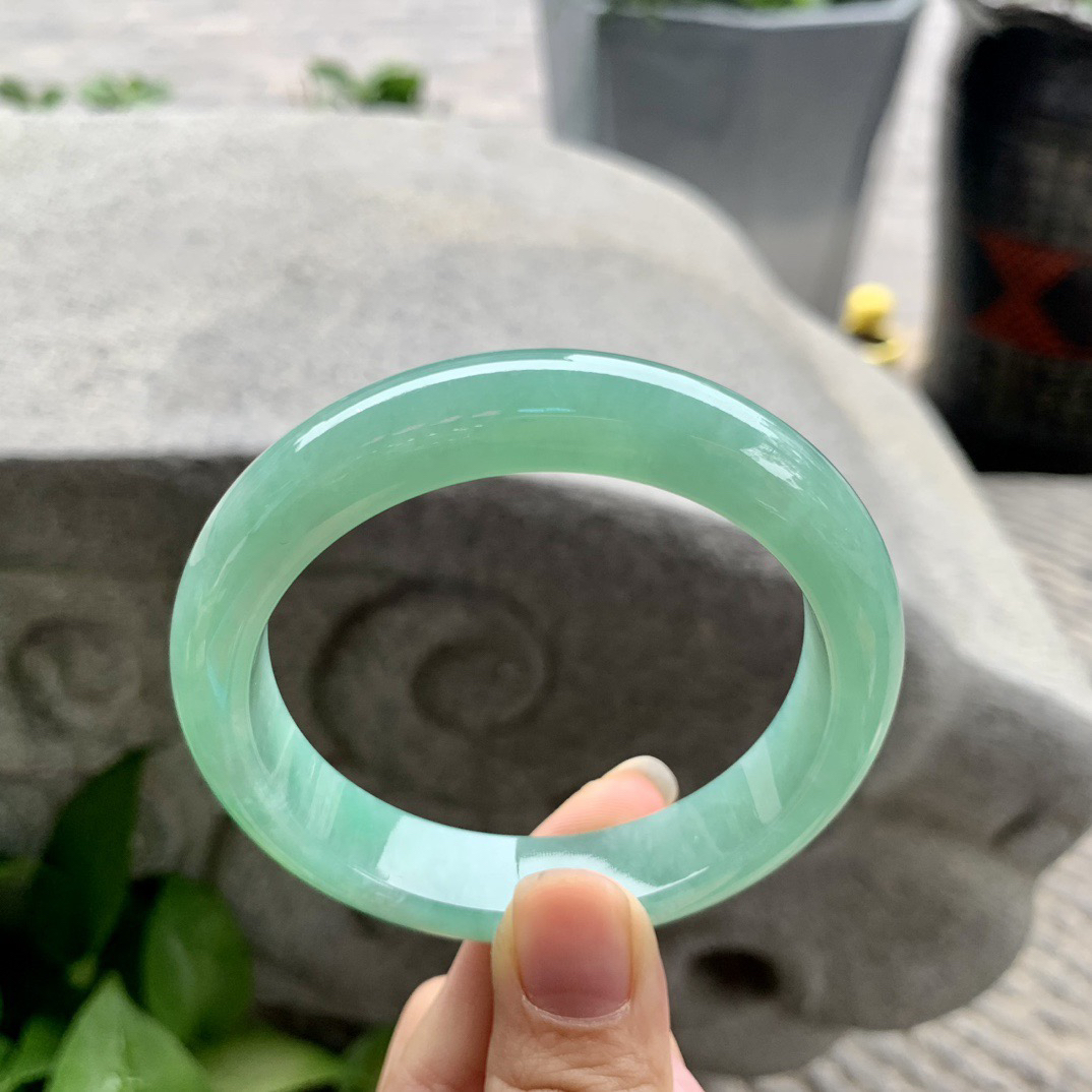 圈口56.3-12.2-8.5【满绿正圈手镯】正圈56 57可戴