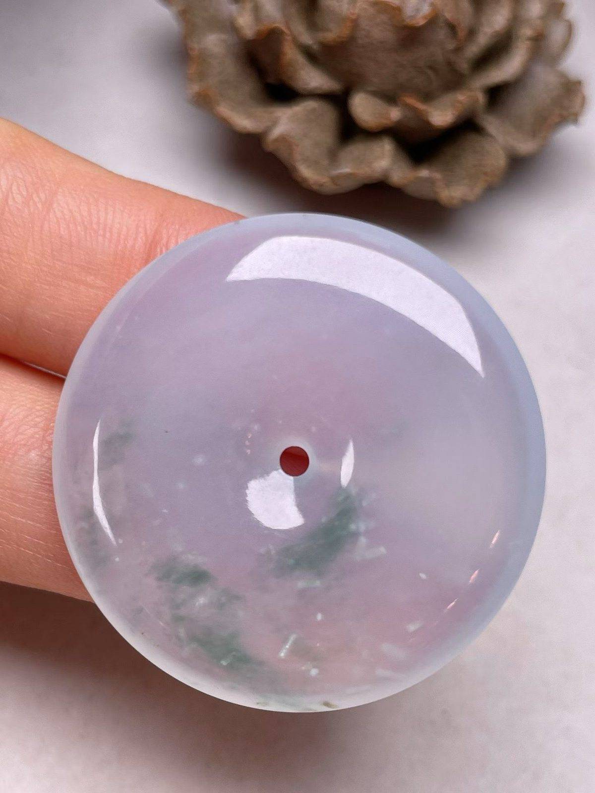 冰种飘花【平安扣】吊坠，种水好，玉质细腻 ，卖相好‘