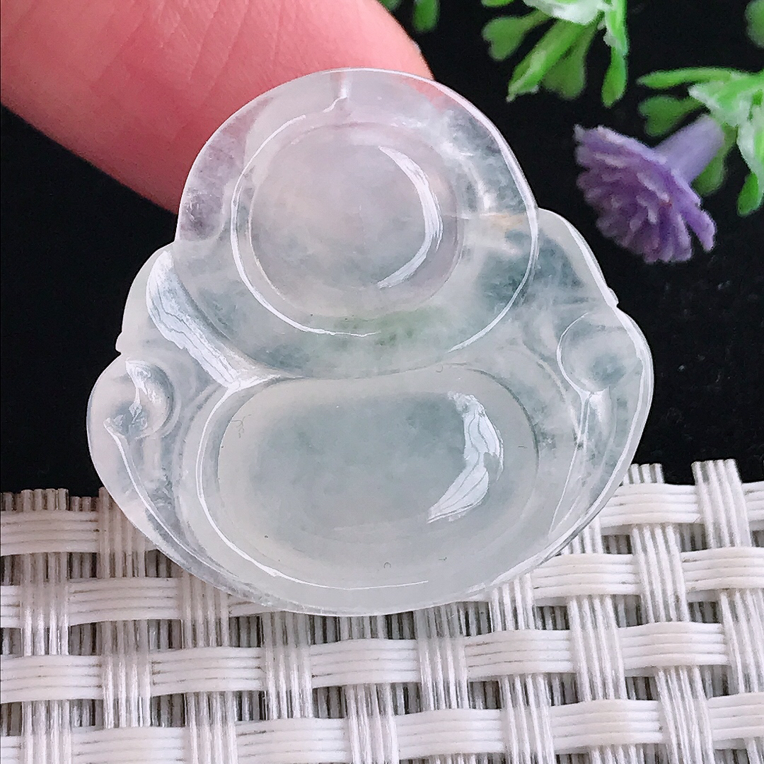 实拍A货翡翠28.3/29.7/6.4老坑冰种起光佛公吊坠翡翠玉牌