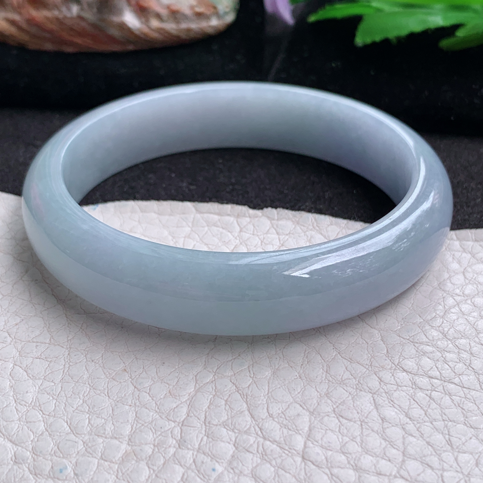 js实拍58.5*13*7.3平安镯 天然缅甸翡翠a货手镯冰紫正圈玉镯子