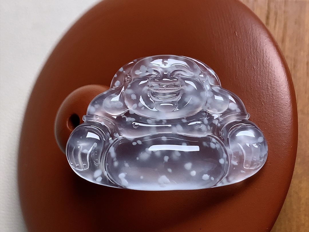 玻璃种木那佛公 白皙透亮，品质，行家货无裂尺寸28.4*19.6*4