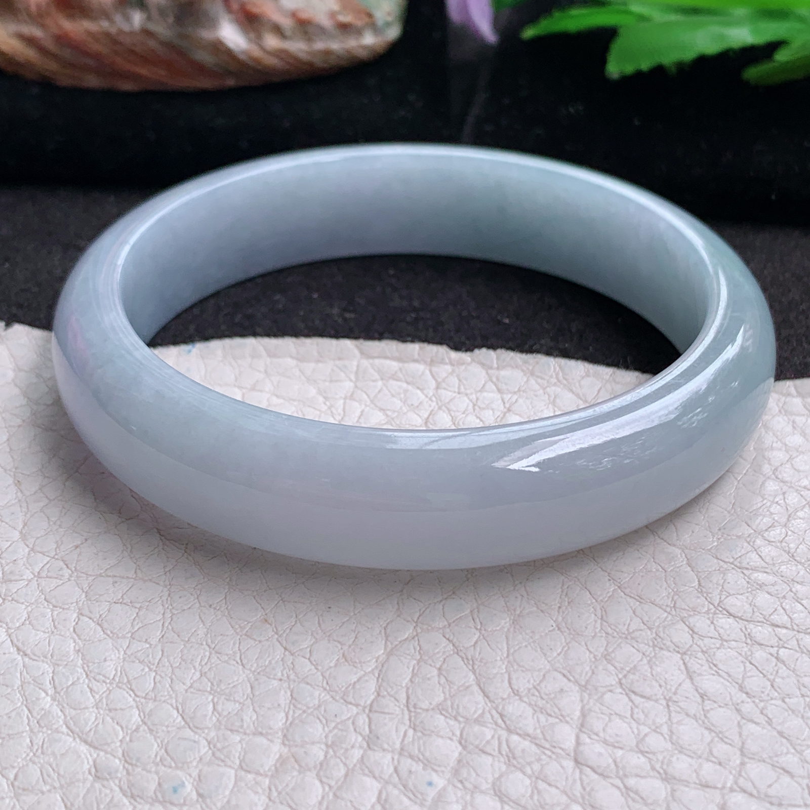 js实拍58.5*13*7.3平安镯 天然缅甸翡翠a货手镯冰紫正圈玉镯子