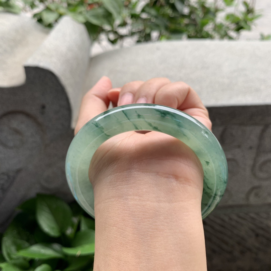 圈口56-11.4 【冰飘花圆条手镯】圆条56 57可戴