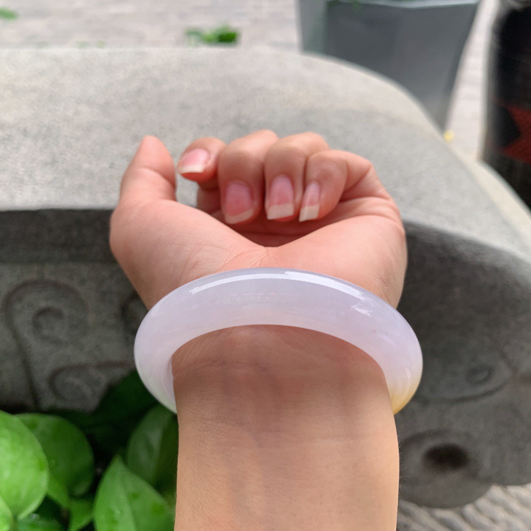 小圈口53.3-12.3-9.1 【冰黄翡正圈手镯】正圈53 54可戴