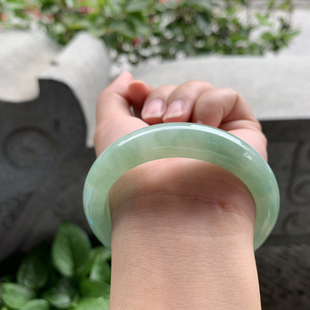 小圈口53.2-12.3-8.9 【芙蓉绿正圈手镯】正圈53 54可戴