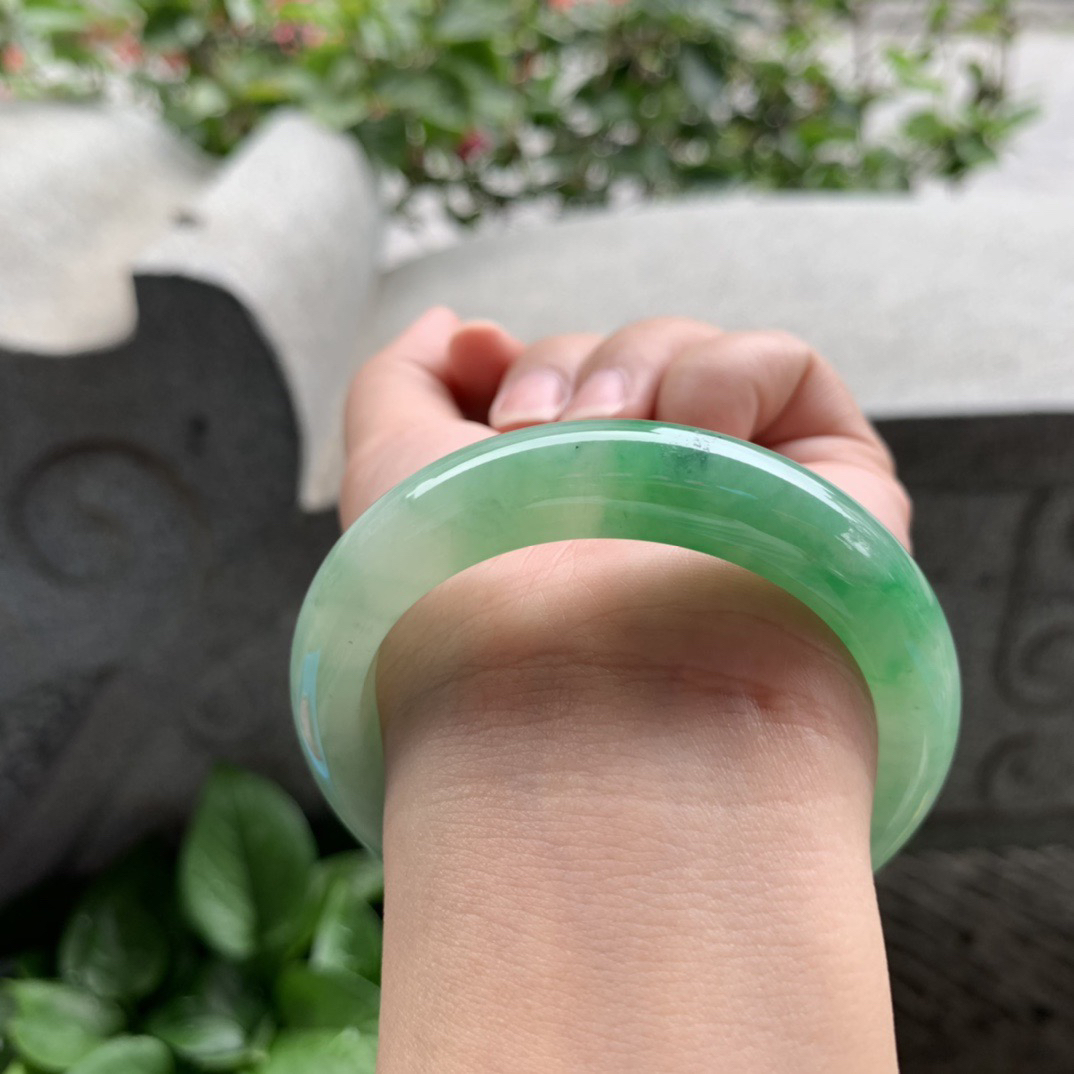 小圈口53.2-12.3-8.9 【芙蓉绿正圈手镯】正圈53 54可戴