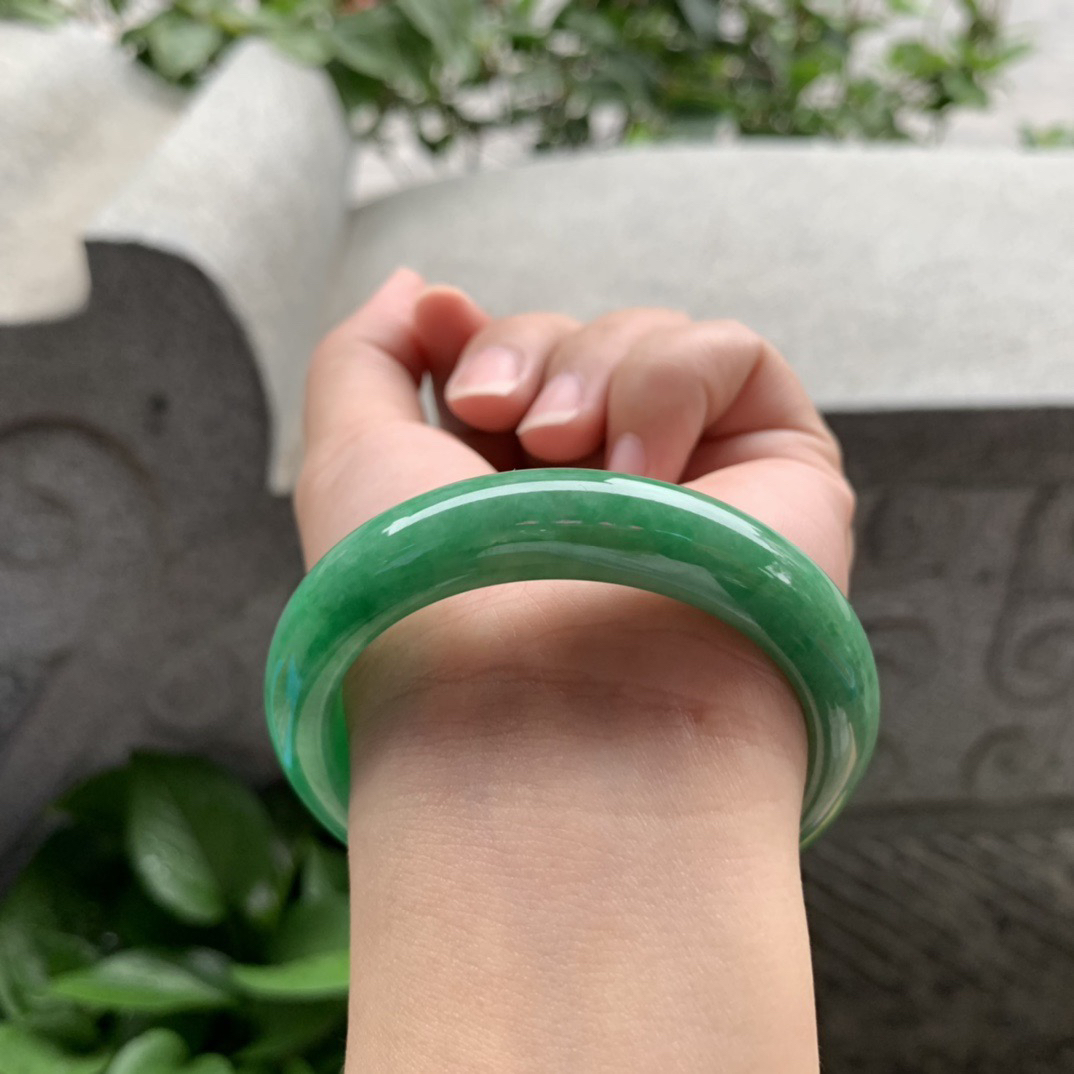 小圈口 52.6-12-8.1【满绿正圈手镯】正圈52 53可戴