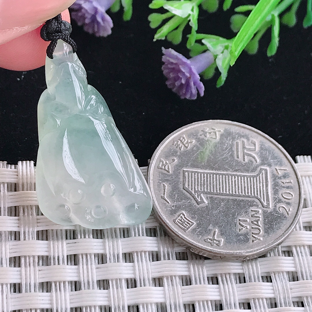 实拍A货翡翠30/17.2/7.3老坑冰胶果冻冰晴莲蓬吊坠翡翠玉坠