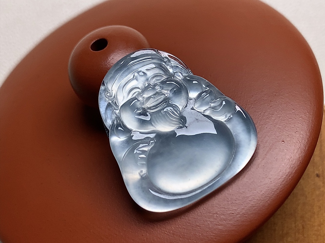 玻璃种财神爷 品质，白皙透亮，无裂，尺寸21*19.5*3.3