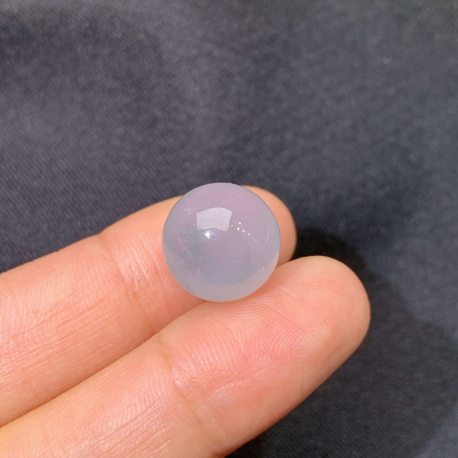 冰淡紫罗兰圆珠，镶嵌佳品，冰润细腻，种水足，Be 直径12.2