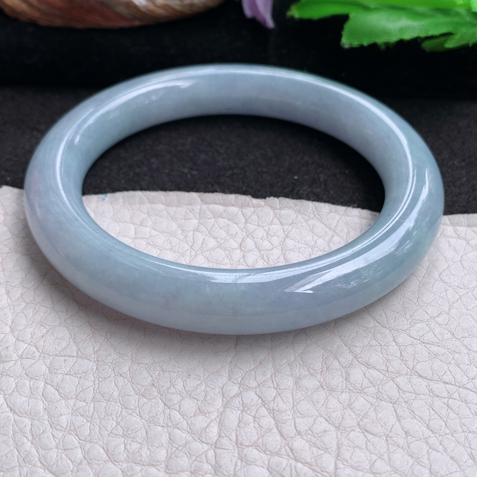 hy实拍55.5*10.4*10美人镯 天然缅甸翡翠a货手镯紫罗兰圆条正圈玉镯子