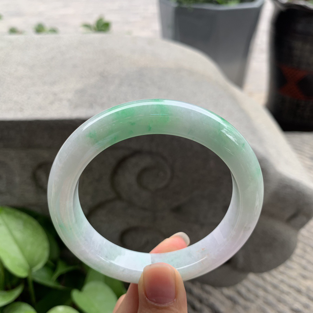 大圈口60.4-12.3-10 【飘绿正圈手镯】正圈60 61可戴