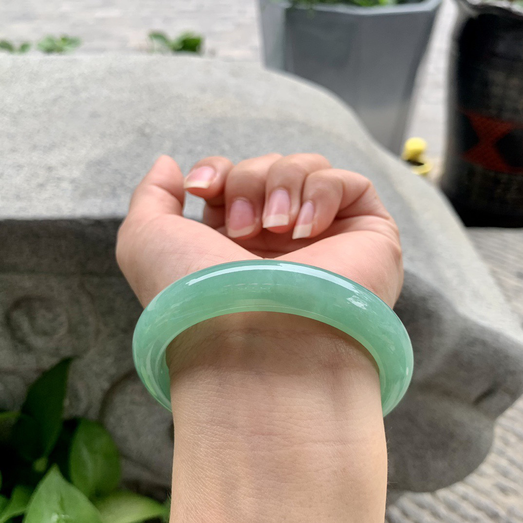 圈口56.3-12.2-8.5【满绿正圈手镯】正圈56 57可戴