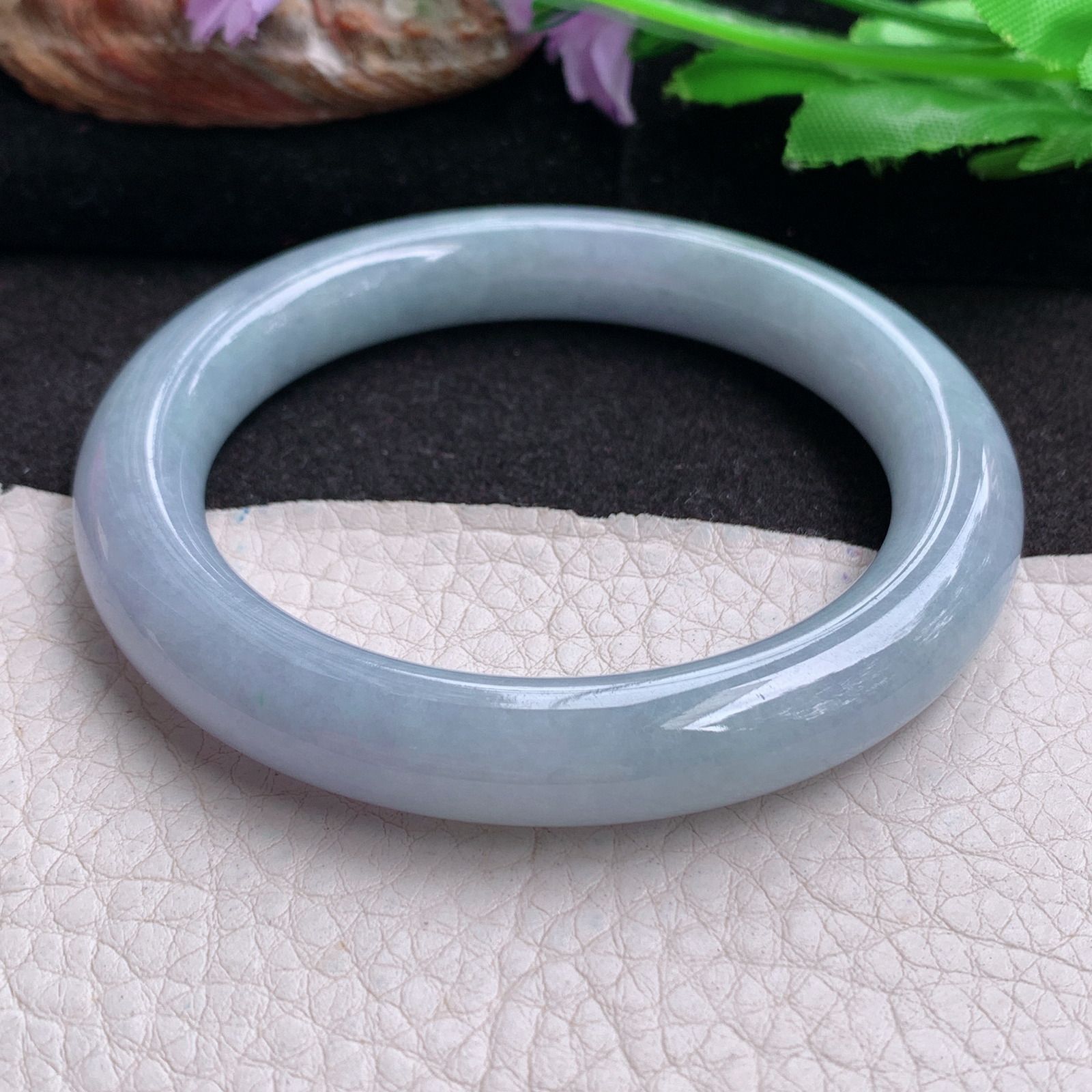 hy实拍55.5*10.4*10美人镯 天然缅甸翡翠a货手镯紫罗兰圆条正圈玉镯子