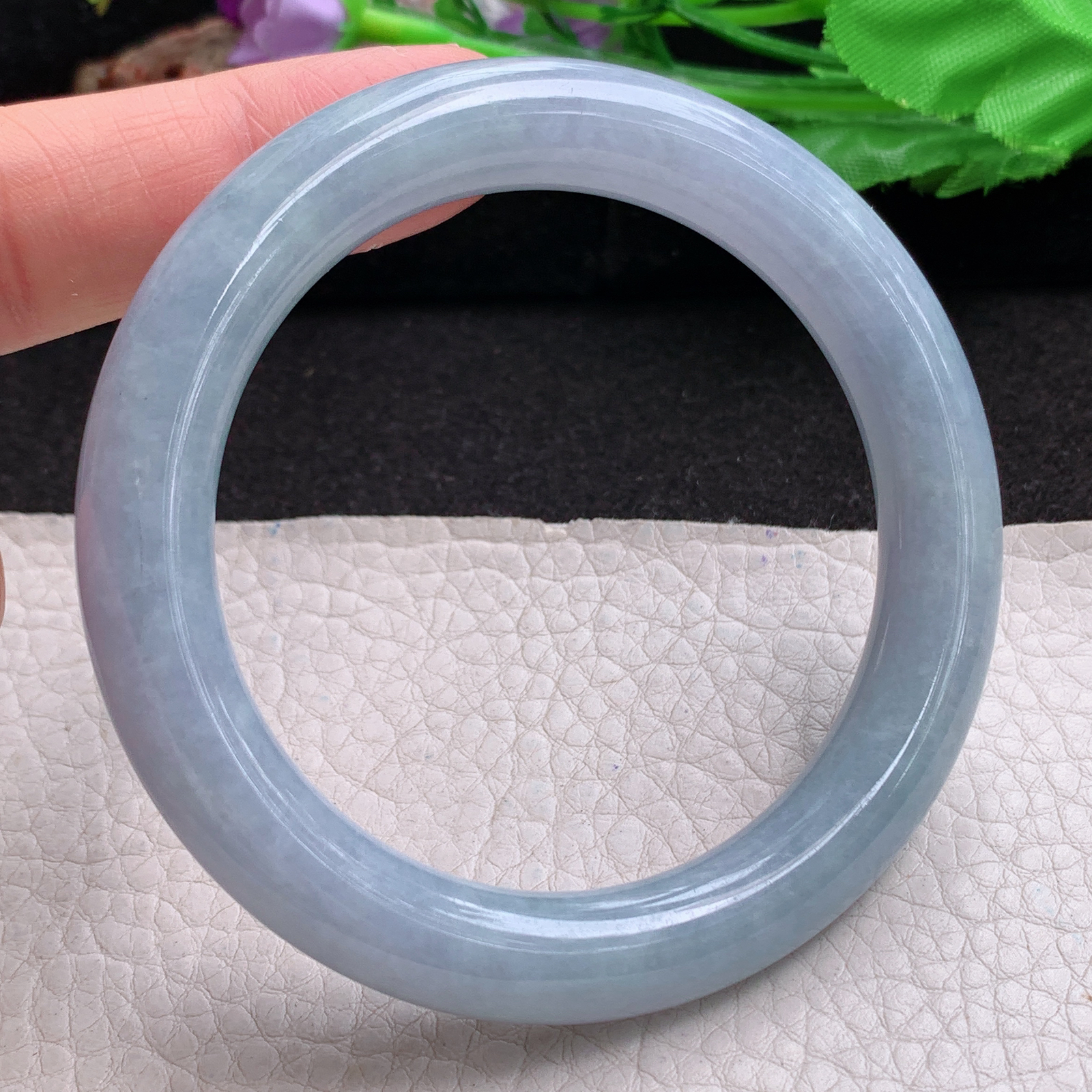 hy实拍55.5*10.4*10美人镯 天然缅甸翡翠a货手镯紫罗兰圆条正圈玉镯子