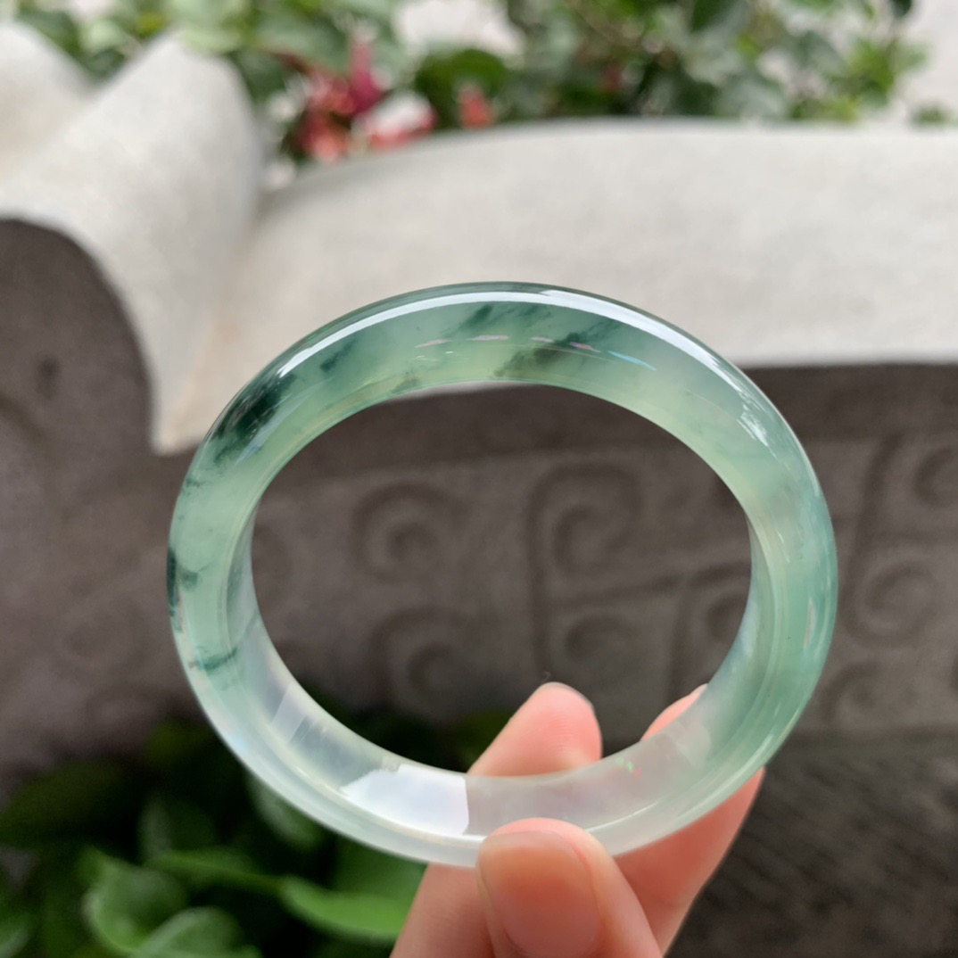 小圈口 51.8-11.5-6.9【高冰飘花正圈手镯】正圈51 52可戴