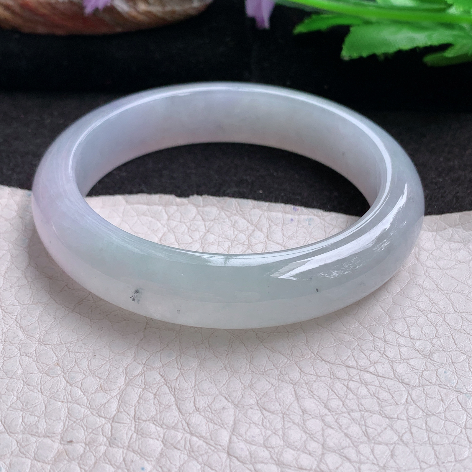 cc小圈口53.6*12*8平安镯 天然翡翠a货手镯淡冰紫正圈玉镯子