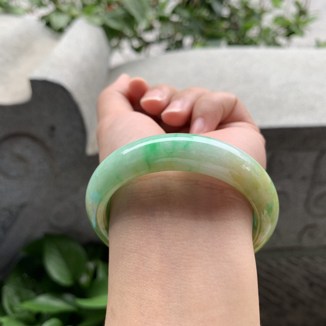 小圈口51.6-12.6-8 【黄加绿正圈手镯】正圈51 52可戴