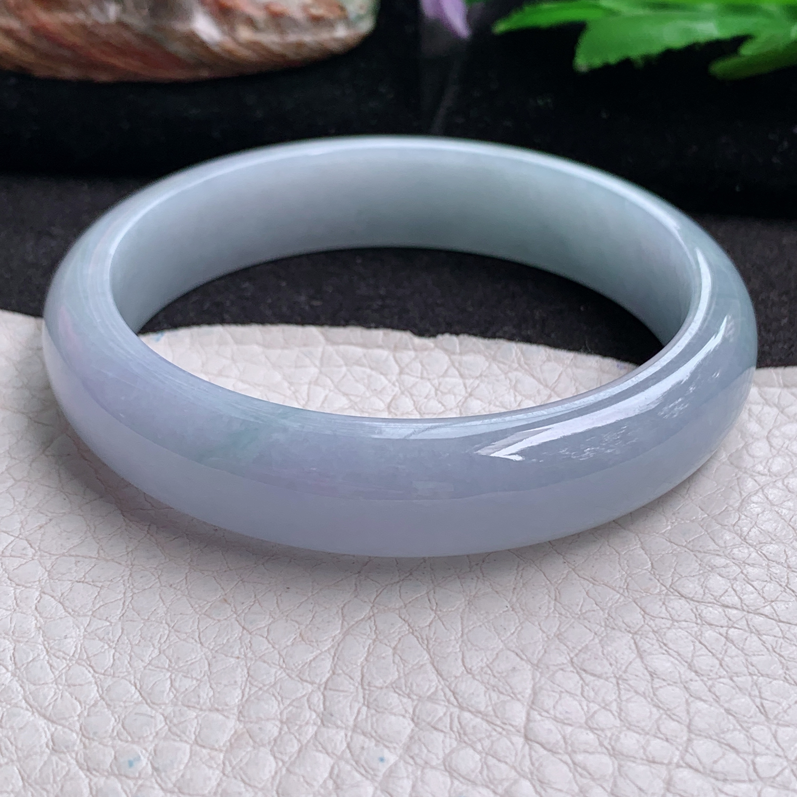 js实拍58.5*13*7.3平安镯 天然缅甸翡翠a货手镯冰紫正圈玉镯子