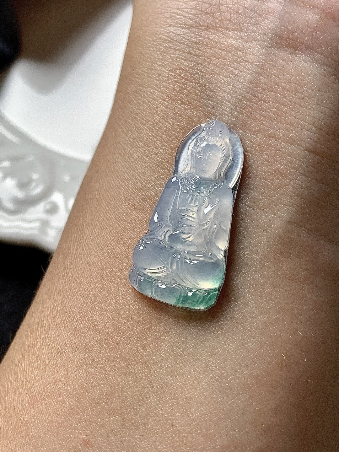 高冰飘花度母 水润种老 0413 尺寸28.3*14.1*2.9