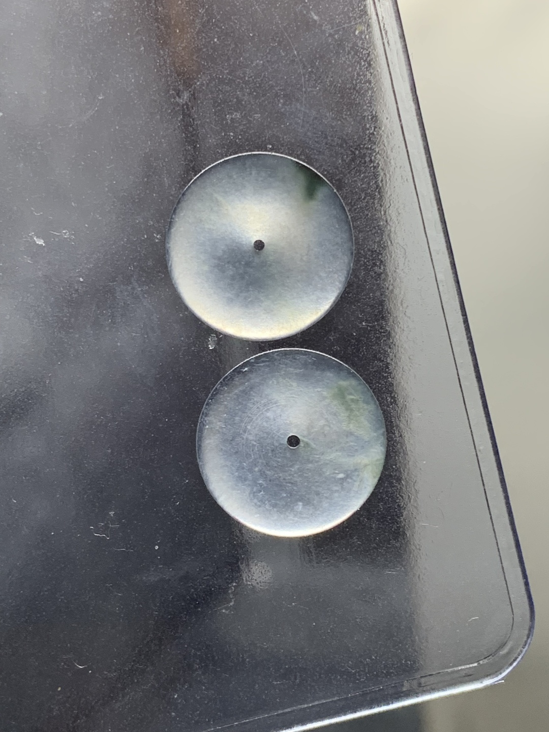 飘花平安扣一对 水润种老 0413 尺寸13.4*2.2/13.3*2.9