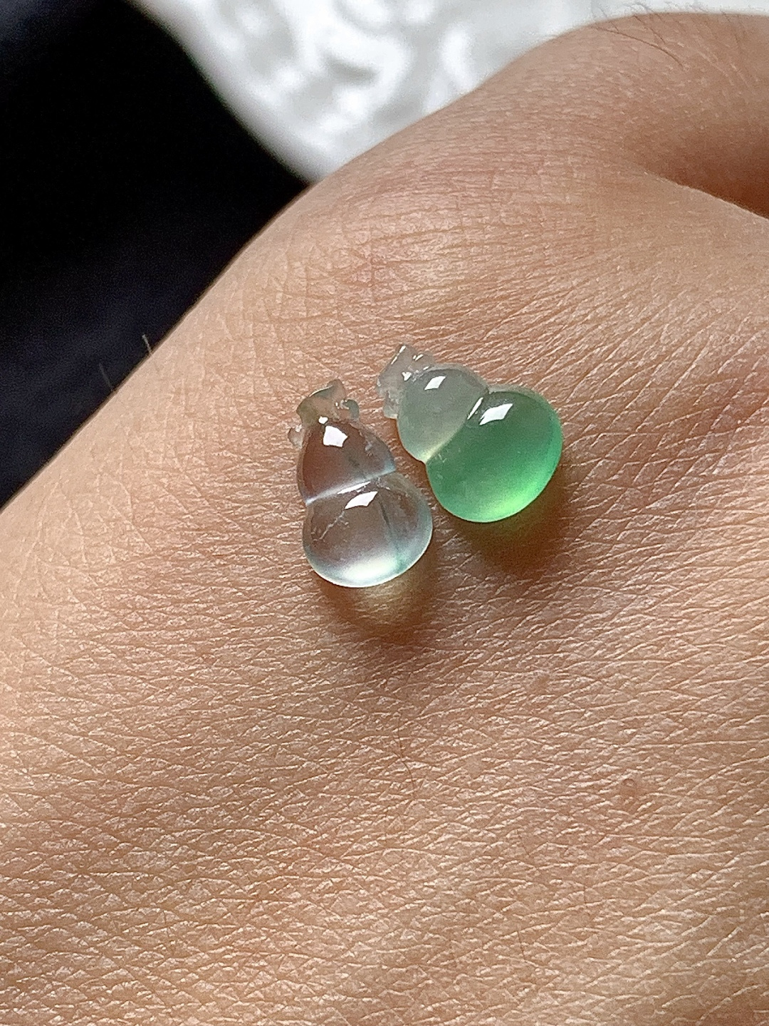 高冰冰绿葫芦一对，水润种老，0413 尺寸8.6*5.2*2.7/8.5*5.8*2.5