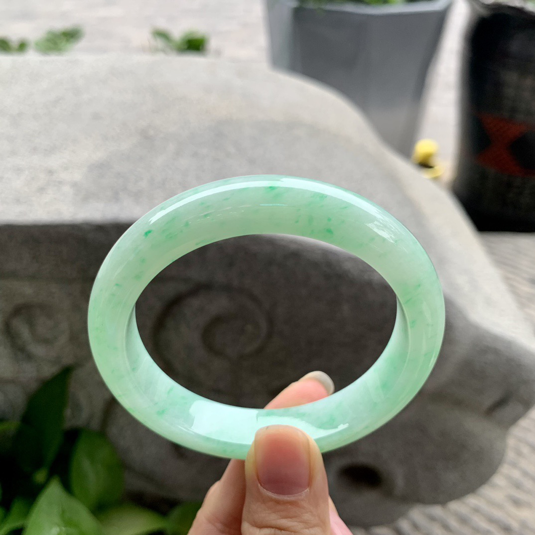 大圈口58.2-12.7-8.7 【满甜绿正圈手镯】正圈58 59可戴