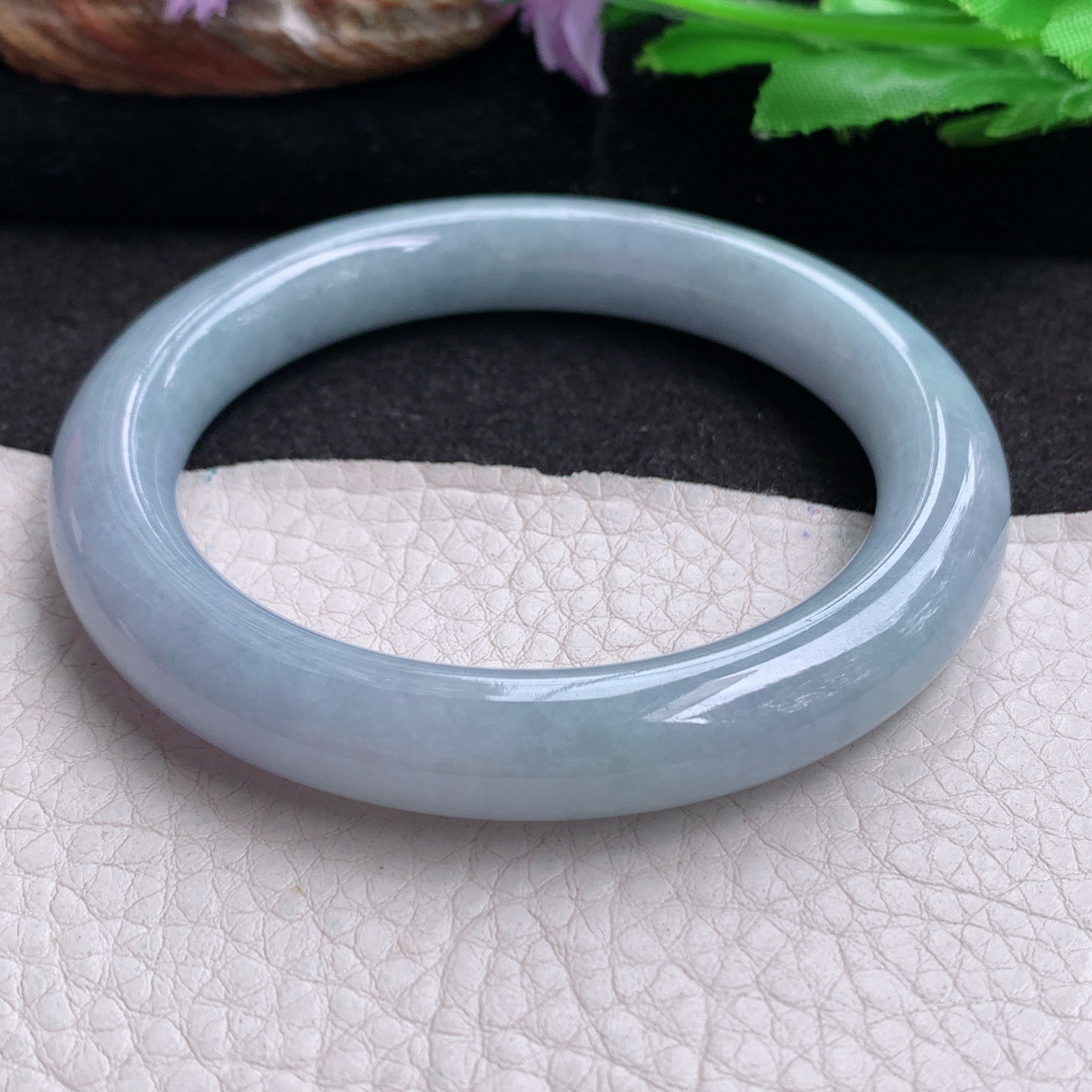 hy实拍55.5*10.4*10美人镯 天然缅甸翡翠a货手镯紫罗兰圆条正圈玉镯子