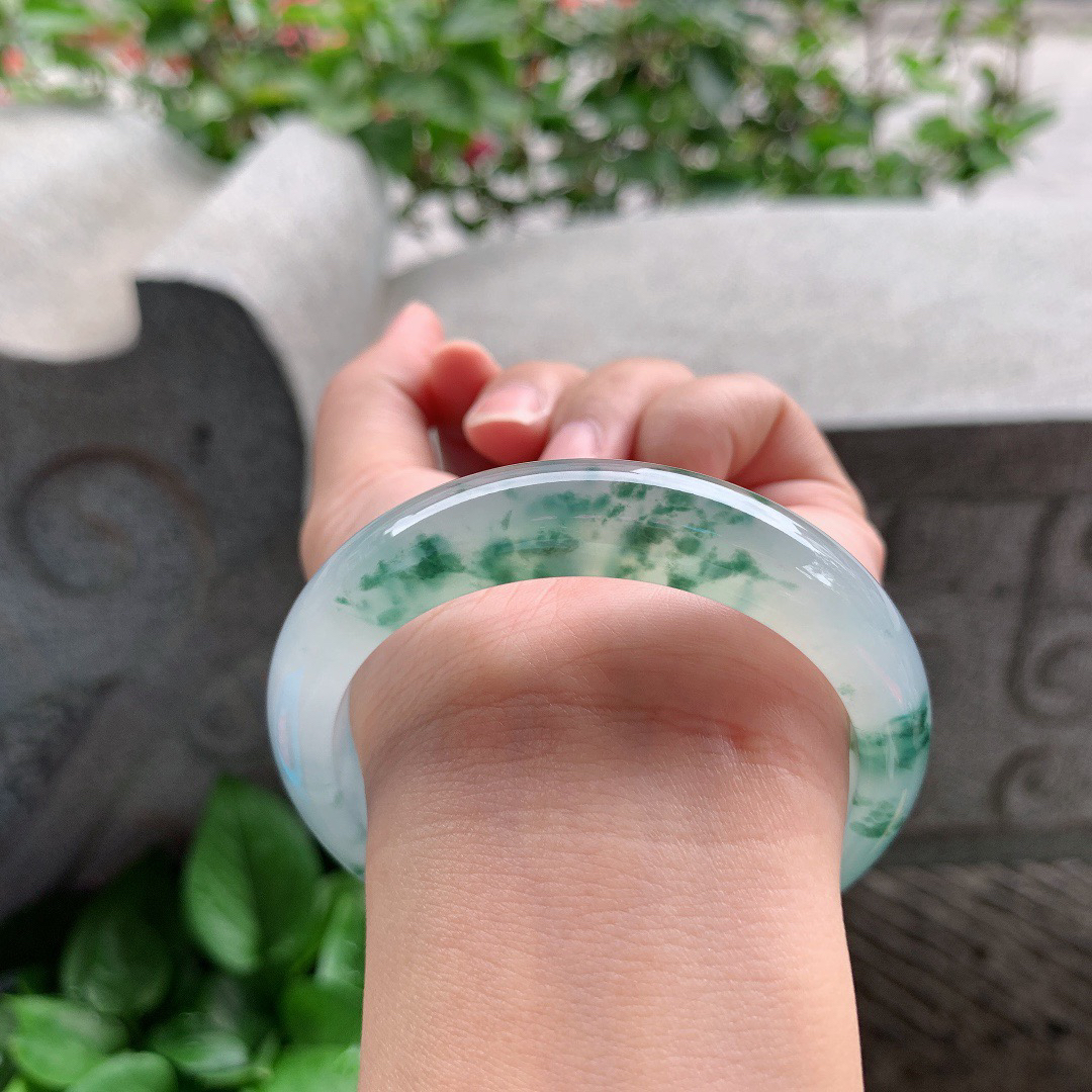 圈口 56.3-12.8-8.3【高冰飘花正圈手镯】正圈56 57可戴