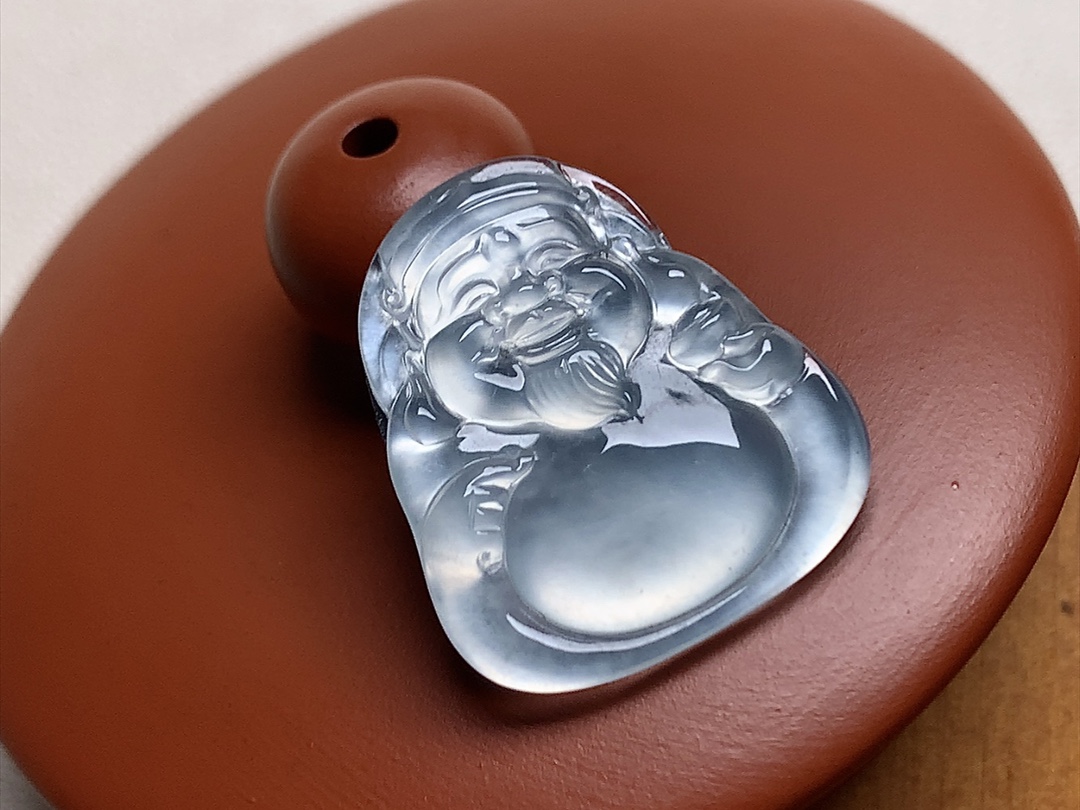 玻璃种财神爷 品质，白皙透亮，无裂，尺寸21*19.5*3.3