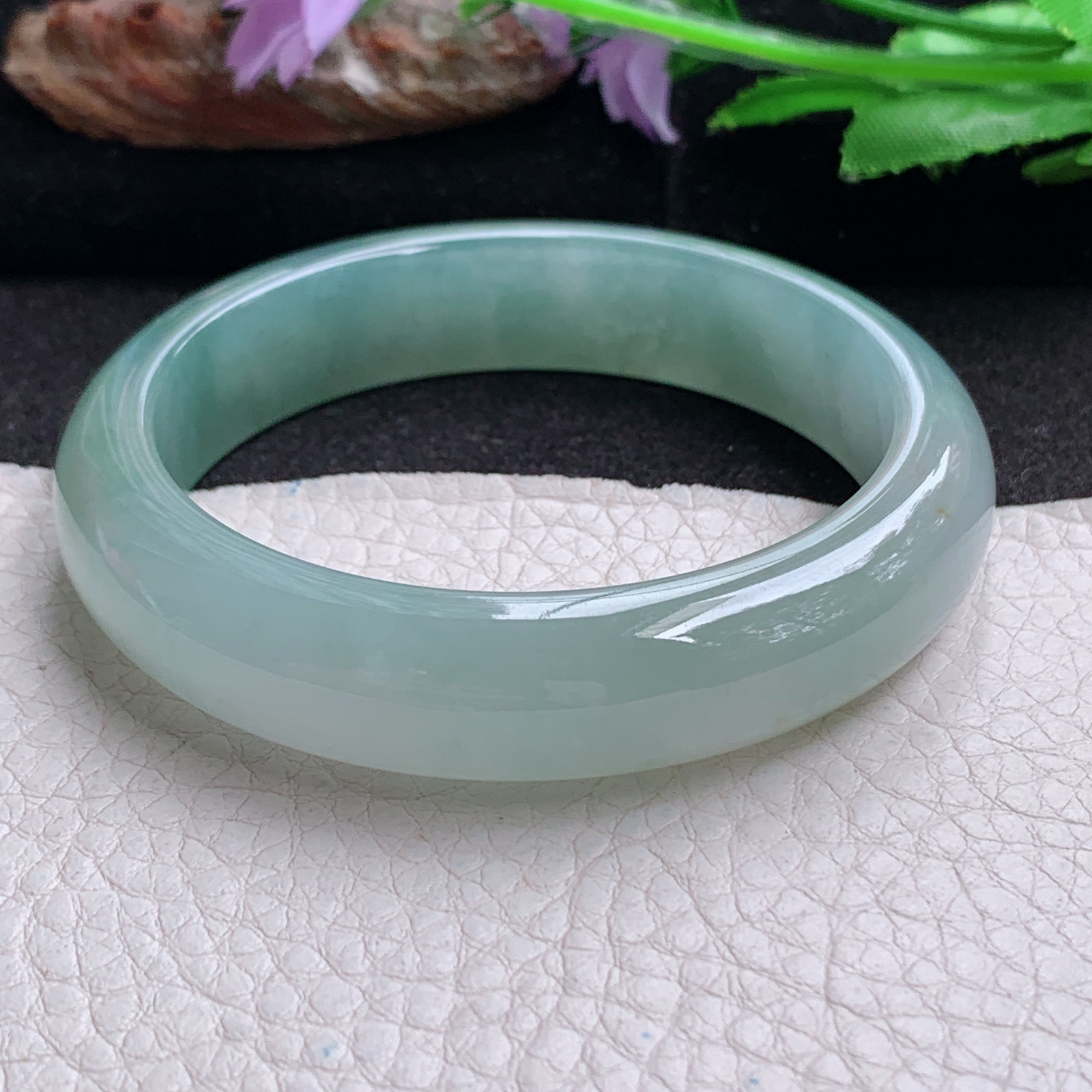 p实拍57*13.6*8.5平安镯 天然缅甸翡翠a货手镯冰晴正圈玉镯子