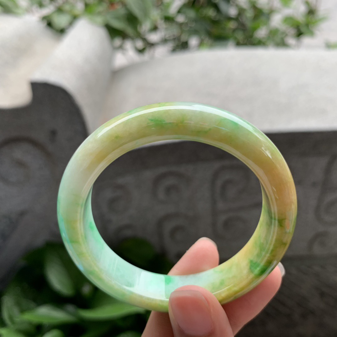 小圈口51.6-12.6-8 【黄加绿正圈手镯】正圈51 52可戴