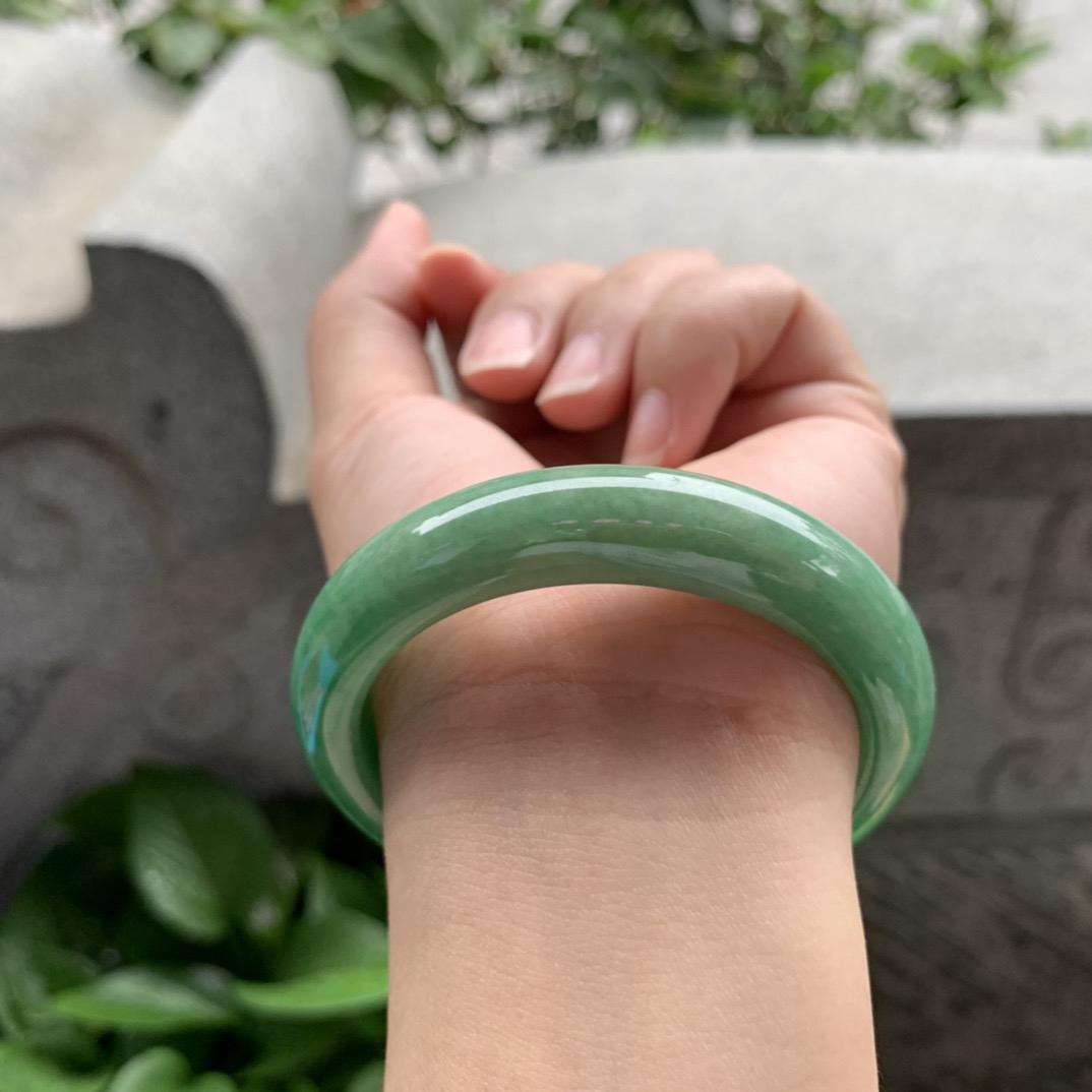 小圈口 52.6-12-8.1【满绿正圈手镯】正圈52 53可戴