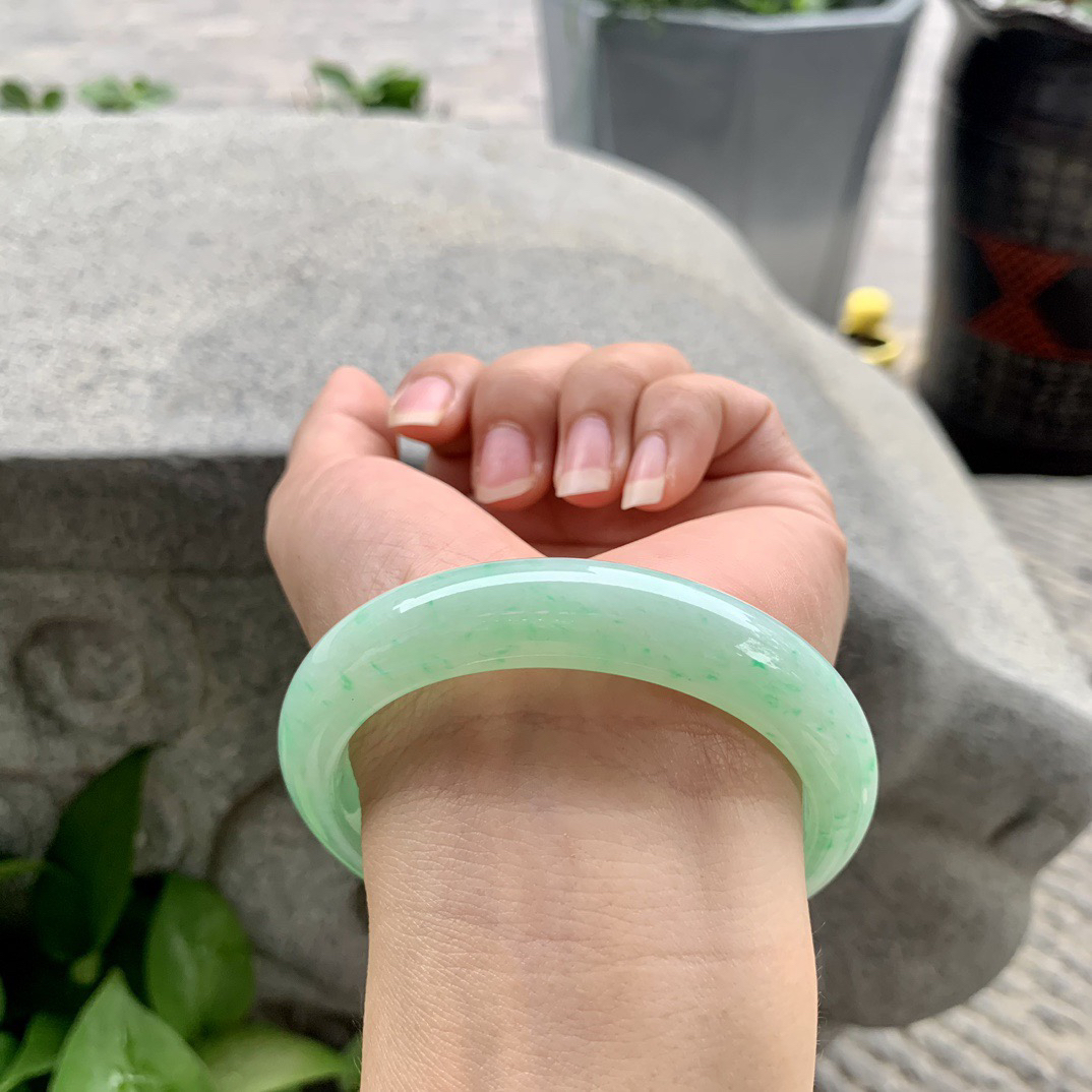大圈口58.2-12.7-8.7 【满甜绿正圈手镯】正圈58 59可戴