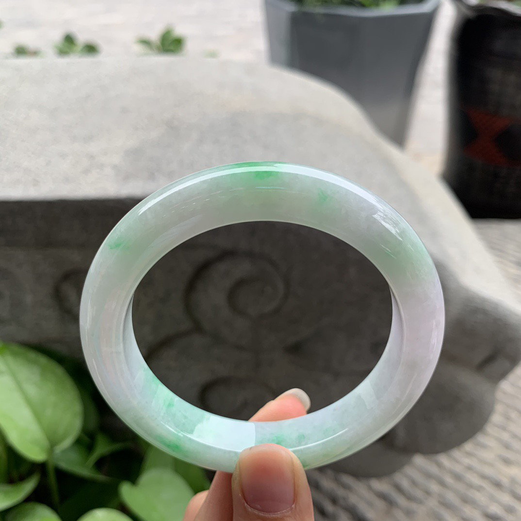 大圈口60.4-12.3-10 【飘绿正圈手镯】正圈60 61可戴