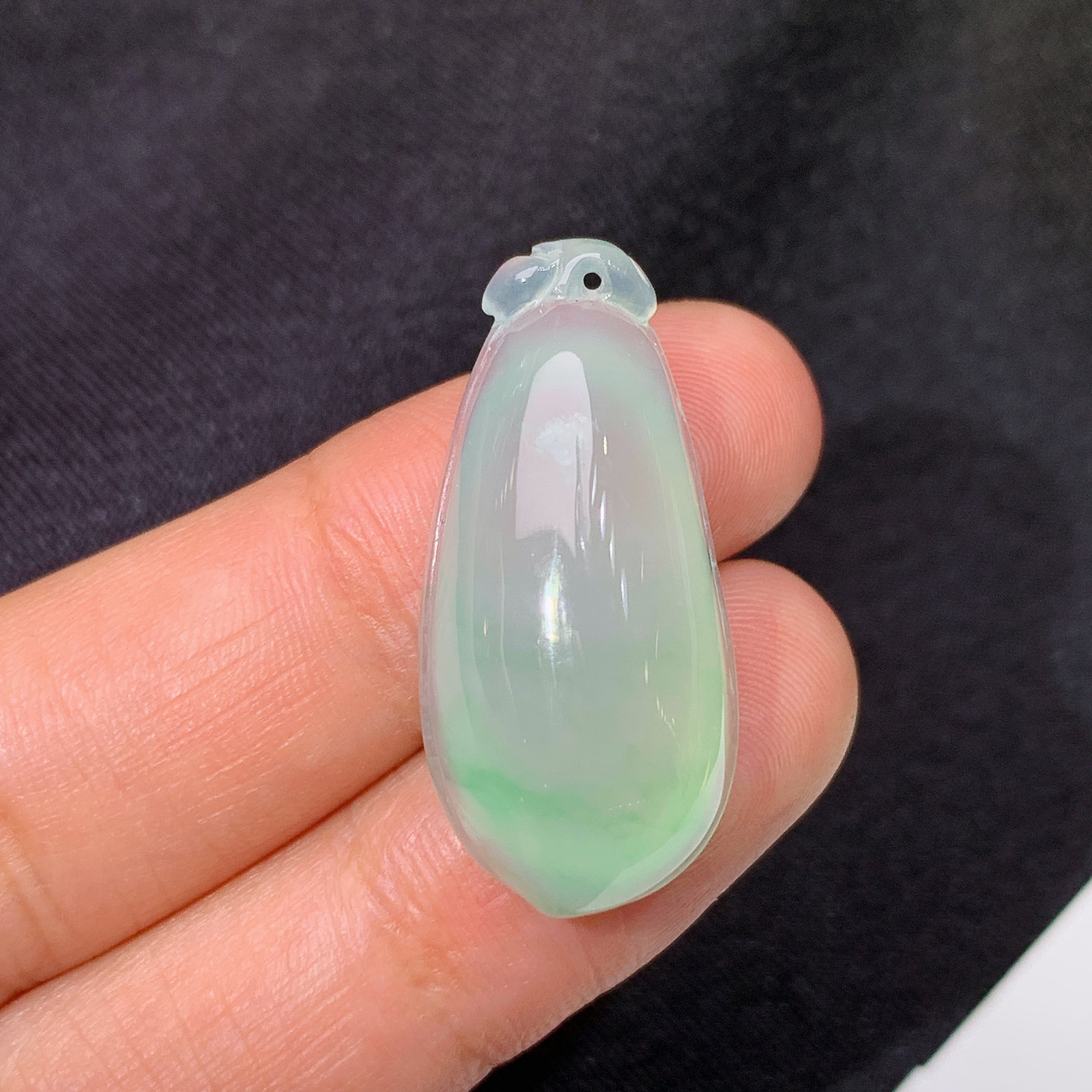 冰飘绿福瓜，镶嵌佳品，冰润细腻，种水足，Quq 尺寸28.6*13.5*8