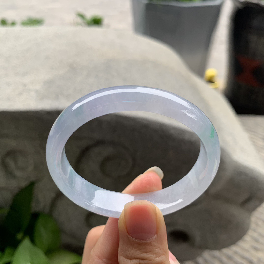 小圈口 52.8-46.3-12.3-6.1【冰紫飘绿贵妃手镯】贵妃52 53可戴