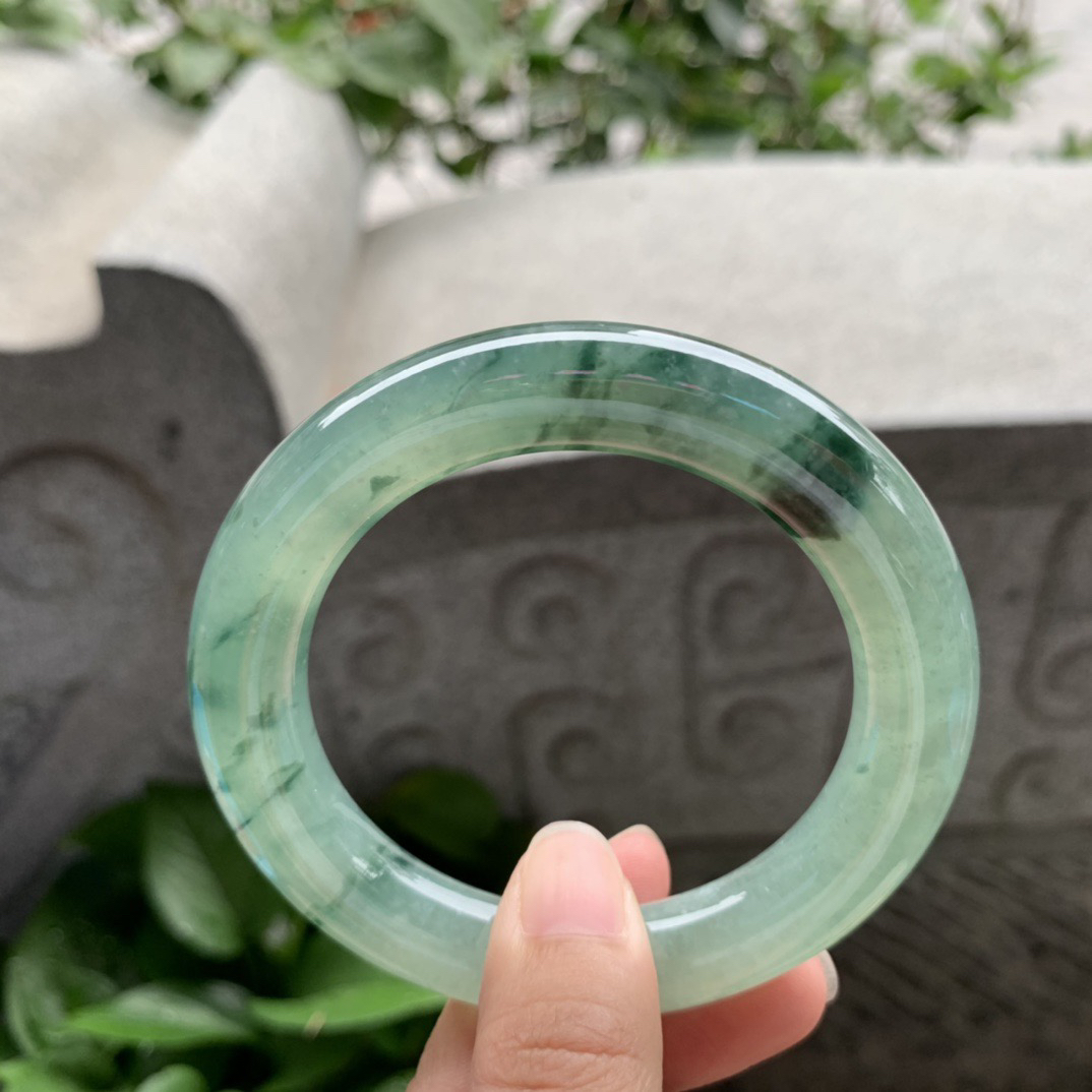 圈口56-11.4 【冰飘花圆条手镯】圆条56 57可戴