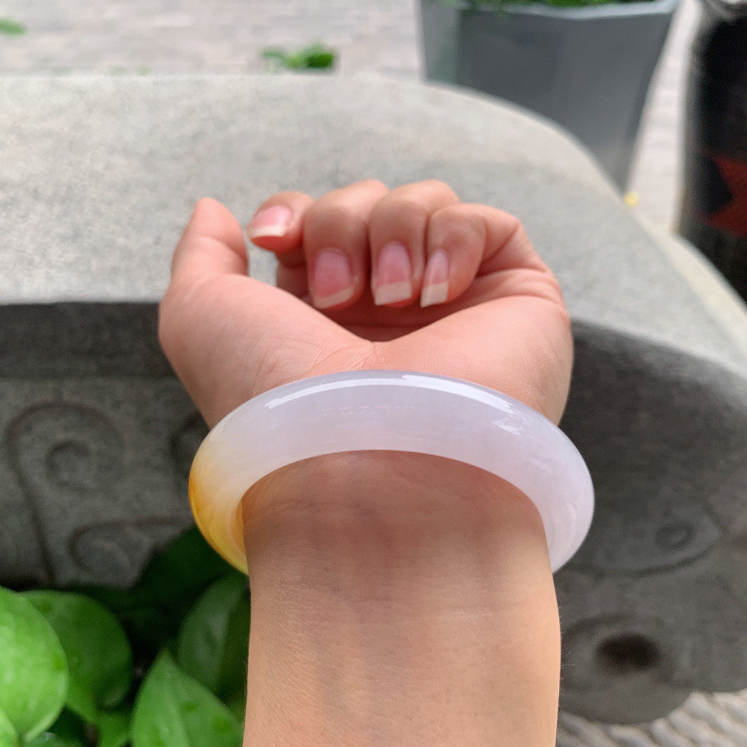 小圈口53.3-12.3-9.1 【冰黄翡正圈手镯】正圈53 54可戴