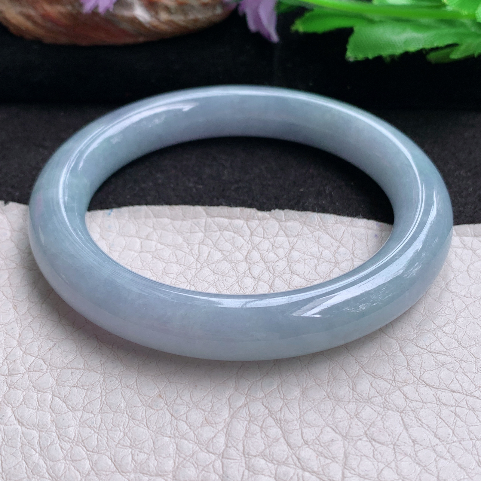 hy实拍55.5*10.4*10美人镯 天然缅甸翡翠a货手镯紫罗兰圆条正圈玉镯子