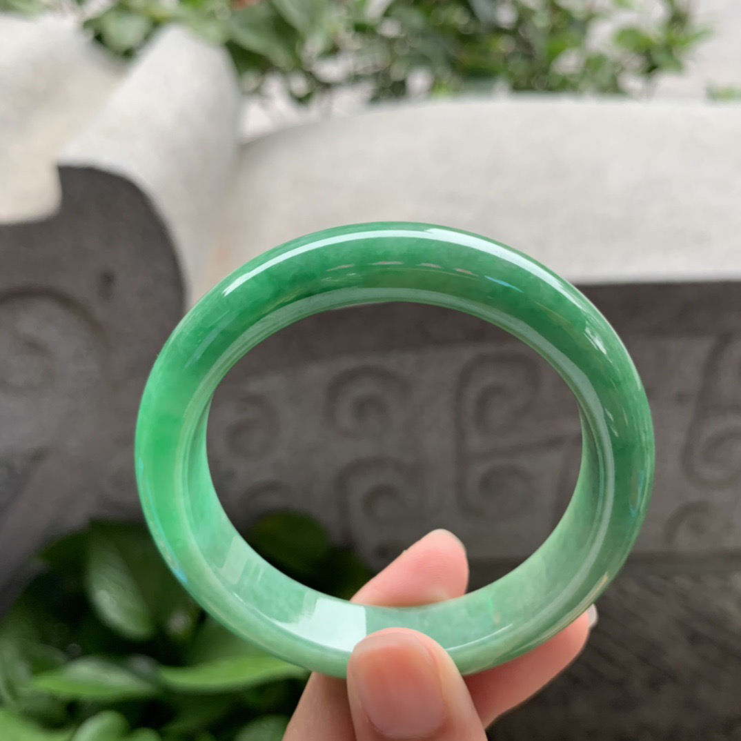 小圈口 52.6-12-8.1【满绿正圈手镯】正圈52 53可戴