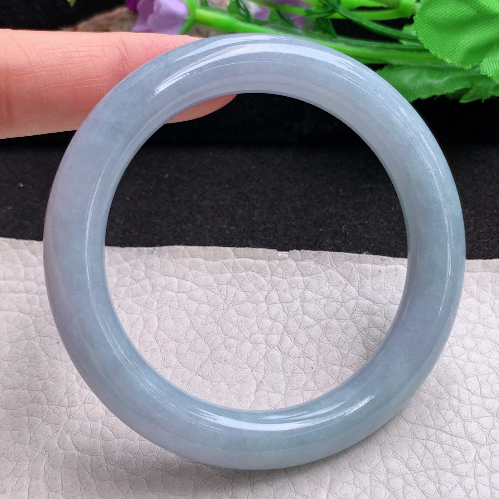 hy实拍55.5*10.4*10美人镯 天然缅甸翡翠a货手镯紫罗兰圆条正圈玉镯子